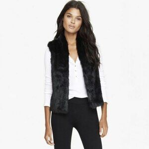SEBBY COLLECTION Women's Black Vegan Faux Fur Vest - NWT